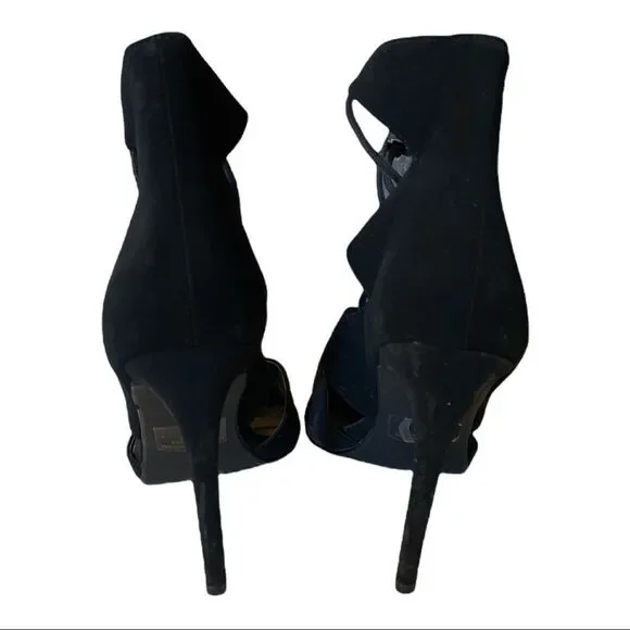 Derek Heart From H&M Sophia Black Lace Up Stiletto Spike Heels 8.5 - Picture 2 of 14